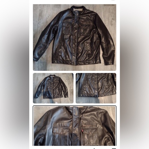 Levi's Brown Faux Leather & Sherpa Fleece Bomber Aviator Jacket Men's size L - Picture 5 of 8